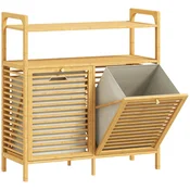 Homestar Polica za perilo z 2 košaricama za perilo 82x33x88 cm naravna in kremno bela