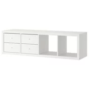 KALLAX Spojene police s 2 umetka, s 4 fioke/bela, 147x42 cm