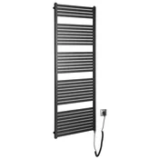 TONDI-E električni kopalniški radiator, raven, 600x1690 mm, 800 W, črna mat - Črna mat barva - 600x1690 mm - Aqualine - TONDI-E - 24 - Jeklo - Oblika H - Oblika H - 600 - 1690 - 800 - 14