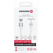 SWISSTEN OTG ADAPTER TEXTILE LIGHTNING (moški)/USB-A (ženski) 0,12 M BLACK (nadomešča 55500300)