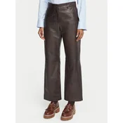Weekend Max Mara Usnjene hlače Deserto 2625436012 Temno rjava Regular Fit
