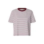 SELECTED Majica SLFEssential merlot / bela