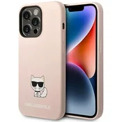 Karl Lagerfeld ovitek za iPhone 14 Pro Silicone Choupette Body, svetlo roza