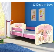 Dječji krevet ACMA s motivom, bočna roza 160x80 cm 12-dogs-in-love