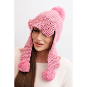 Kesi Womens winter cap with wool, visor and pom-poms K475 pink