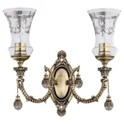 Casa Padrino luxury baroque crystal wall lamp brass with patina/silver 43 x H. 37 cm