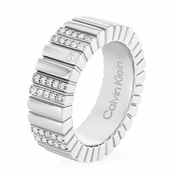 Calvin Klein Modni jekleni prstan s kristali Minimalistična kovina 35000440 (Obseg 52 mm)