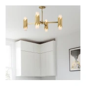 Elstead MARVELE8-AB-OPAL - Luster na štangi MARVELE 8xE14/40W/230V zlatni