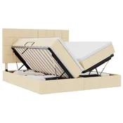 Krevet s od storage s uzglavljem Krema 180 x 200 cm Tkanina