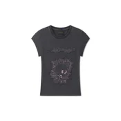 Ed Hardy Majica Blumen-Totenkopf temno siva / roza