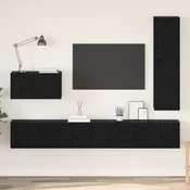 Set TV komoda s ladicama 4 pcs Crni hrast Konstruirano drvo