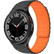 GS Magnetni pašček za Samsung Galaxy Watch 4/5/6/7/FE 40/42/43/44/45/46/47 mm, črn/oranžen