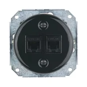 Reblig - Porcelanska retro ethernet utičnica bez okvira, 2x CAT5e, crna