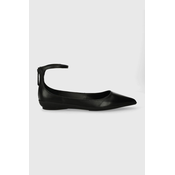 Kožne balerinke Calvin Klein WRAPPED ANKLE STRAP BALLERINA boja: crna, HW0HW01840