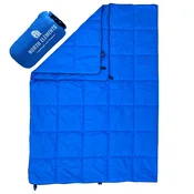 NIKCORP Kamping odeja NORTH ELEMENTS zložljiva vodoodporna topla lahka kompaktna 200 x 140 cm polnilo 650 modra za kampiranje pohodništvo viseče mreže, (5000248886)