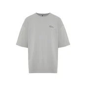 Trendyol Gray Oversize 100% Cotton Crew Neck Minimal Text Printed T-Shirt