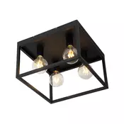 Industrijska stropna svetilka črna 40 cm 4-luč - Cage