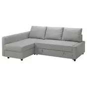 FRIHETEN Ugaona sofa ležaj s odlaganjem, Faringe svetlosiva