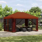 Gazebo 4 × 3 m Terakota Poliester i celik 190 gsm