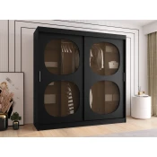 Garderobna omara Hartford 531 (Črna) Črna, 200x200x62cm, Vrata omareVrata omare: Drsna