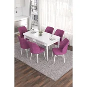 Hanah Home Set Trpezarijski sto i 6 stolica Eva, Ljubičasto-beli
