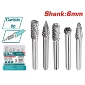 TOTAL 5-delni set karbidnih nastavaka za ceonu brusilicu, 6mm