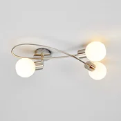Stropna svetilka Lindby Elaina, 50 cm, 3-svetlobna, nikelj, steklo, E14 - Dnevna soba/jedilnica - Sodobni - mat nikelj, opalno bela - Kovina
