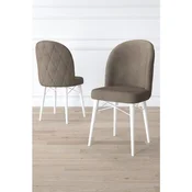 Hanah Home set trpezarijskih stolica Bika 8 kom, kapucino tkanina Babyface, bele drvene noge