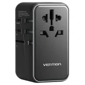 slomart Univerzalni putni adapter s punjačem vention 100w gan 1x usb-a 3x usb-c crni