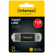 (Intenso) USB Flash drive 128GB, USB 3.2, USB-C, USB-A, Twist Line – USB3.2-128GB/Twist Line