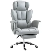HOMCOM HOMCOM pisarniški stol mikrovlakno blago, pena 74D x 65Š x 120 128V cm Svetlo siv, (5000242941)