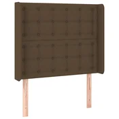 Vidaxl Vzglavje z ušesi temno rjavo 83x16x118/128 cm blago