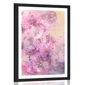Plakat s paspartujem rožnata vejica s cvetovi - 30x45 black