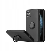 shumee Silikonski ovitek za iPhone 13 PRO z obročki, črne barve + steklo