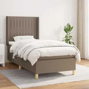 Greatstore Box spring postelja z vzmetnico taupe 90x190 cm blago