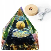 shumee Piramidasti ORGONIT + LED PODSTAVEK ZA SVETILKO 5 cm KRISTALNI KAMNI AMULET 5 cm VX13