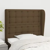Vidaxl Vzglavje z ušesi temno rjavo 93x23x118/128 cm blago