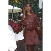 Made Of Emotion Womans A-line mini dress with long sleeves - maroon