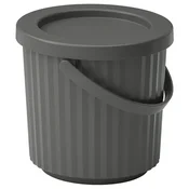 DAMMÄNG Koš s pokrovom, temno siva, 8 l