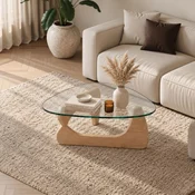 Hanah Home klub sto Asimetrik, 90 cm, prirodno drvo