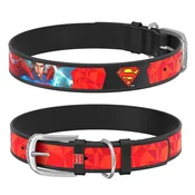 WAUDOG Usnjena ovratnica Superman DC COMICS črna, rdeča 18-24 cm, širina: 9 mm