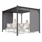 Northix Jeklena vrtna pergola 3x4M z nastavljivo streho