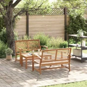 Sjedeca garnitura za vrt 3 pcs Prirodna Cvrsto teak drvo