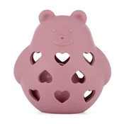 PETITE&MARS Igrača silikonska z ropotuljico Bear Basil Dusty Rose 0m+