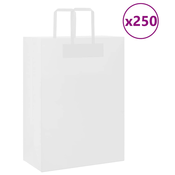 Papirnate vrecice 250 kom s ruckama bijele 32x17x44 cm