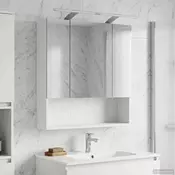 vidaXL Kopalniška ogledalna omara z LED lučmi Bela 60 x 14.5 x 70 cm