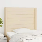 Vidaxl vidaXL Vzglavje postelje s krilci, kremne barve, 103x16x118/128 cm, blago