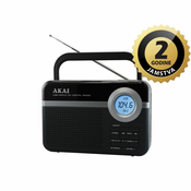 AKAI radio FM, alarm, sat, antena, USB, SD, LCD, AC, bater R14, crni PR006A-471U