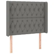 Vidaxl Vzglavje z ušesi temno sivo 103x16x118/128 cm blago