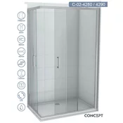 CONCEPT Tuš kabina Element, Providno staklo 6mm, Srebrni ram, 80x90x195cm